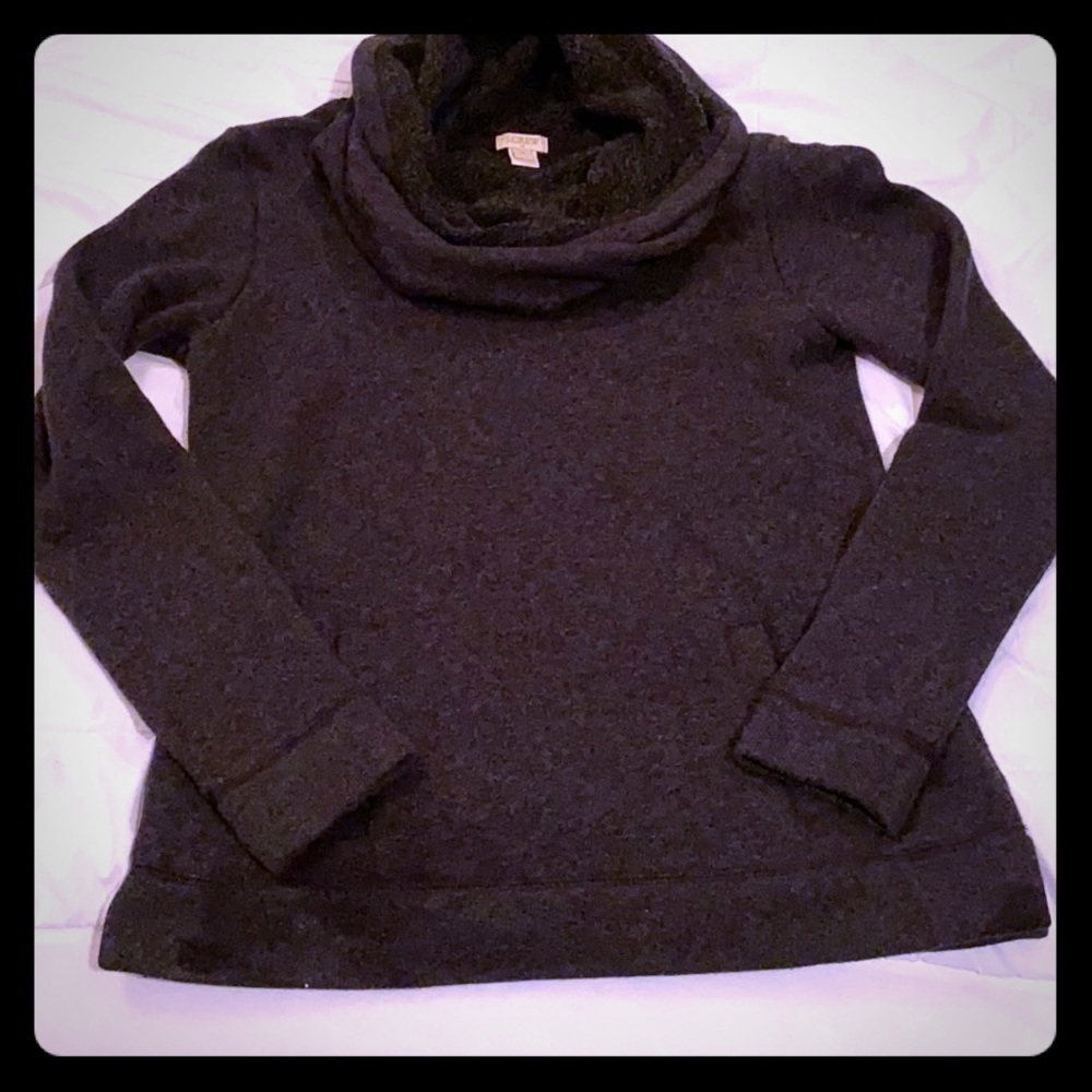 Funnel neck cotton/acrylic/wool blend sweatshirt